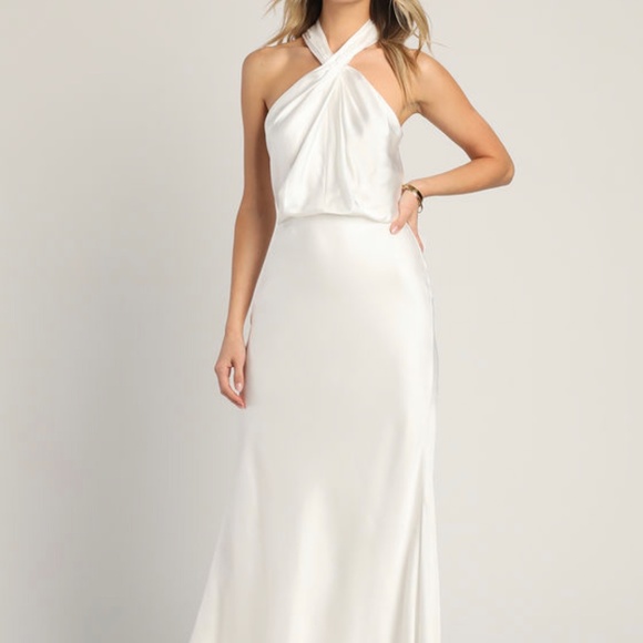 Ivory Halter Twist Dress — Lulu’s — NWOT - Picture 5 of 5